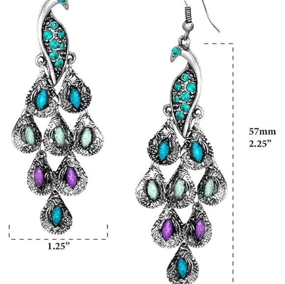 Earrings Bohemian style Peacock earrings - Picture 3 of 5